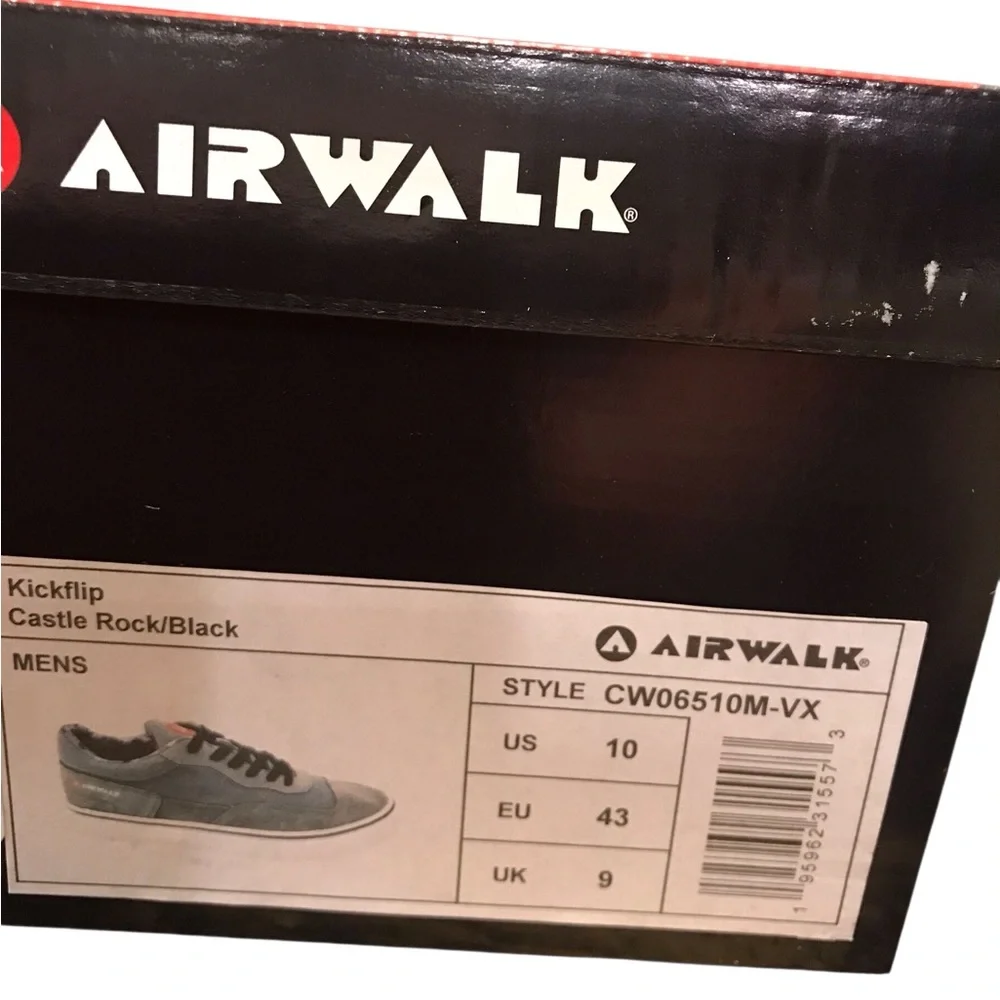 NIB Airwalk Kickflip CW06510M Mens Gray‎ Suede Skate Inspired Sneakers Shoes 10